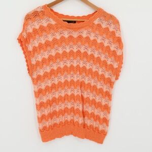 Open Knit Striped Sweater Womens Coastal Scallop Stripe Lightweight Size XL